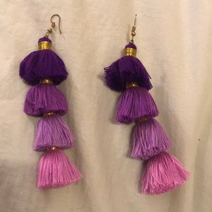 Purple tassel earrings
